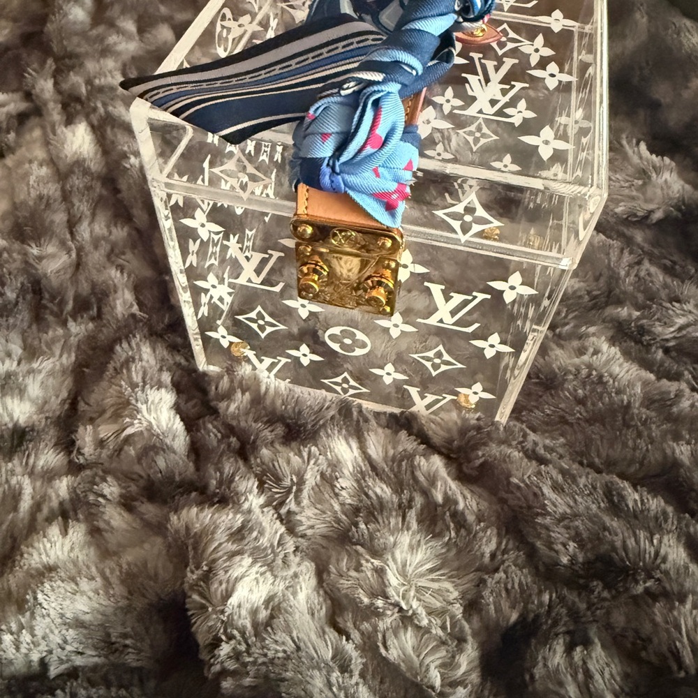 Louis Vuitton Clear Monogram Box with Blue Scarf